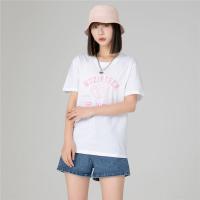 CACHE CACHE夏季新款韩系字母印花小老虎女式T恤圆领宽松上衣女