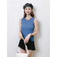 CACHE CACHE夏季新款韩版圆领条纹时尚背心显瘦打底衫上衣可外穿