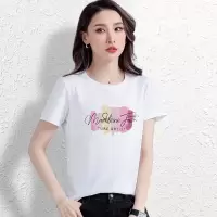 CACHE CACHE夏季新款纯棉字母印花彩色涂鸦短袖简约百搭T恤女