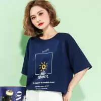 CACHE CACHE纯棉圆领短袖T恤女夏季2022年新款宽松别致上衣ins
