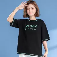 CACHE CACHE夏季新款个性字母印花韩版中袖圆领短袖T恤女ins潮