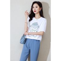 CACHE CACHE夏季新款重工烫钻短袖T恤女时尚百搭休闲圆领上衣