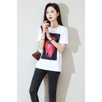 CACHE CACHE夏季新款猫咪卡通印花T恤圆领个性ins潮设计感短袖