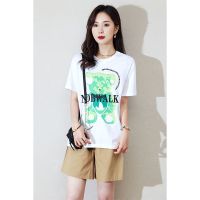 CACHE CACHE夏季白色短袖小熊字母印花2022年新款时尚减龄ins潮