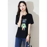 CACHE CACHE夏季新款圆领chic港味短袖运动休闲小熊印花潮牌T恤女