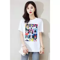 CACHE CACHE夏季新款卡通女孩印花短袖女可爱时尚减龄百搭T恤上衣