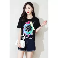CACHE CACHE活跃猴子搞怪涂鸦印花短袖个性街头嘻哈少女T恤上衣