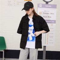 CACHE CACHE美式复古街头休闲百搭中性工装短袖衬衣开衫女式衬衫