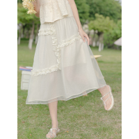 CACHE夏季2022薄纱半身裙女小众a字裙夏小个子森系超仙绝美长裙子