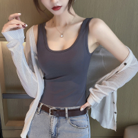 Cache Cache背心内搭吊带2022新性感美背外穿u领内衣纯棉上衣