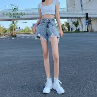 卡丹路高腰牛仔短裤女夏季薄款2022新款破洞显瘦a字辣妹热裤ins潮