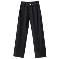 卡丹路黑灰色牛仔高腰阔腿裤女夏季2022年新款垂感直筒薄款拖地裤