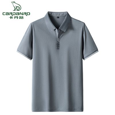 卡丹路POLO衫男士短袖T恤2022夏季薄款纯色休闲透气网眼半袖上衣