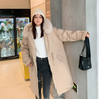卡丹路大毛领棉衣女中长款韩版宽松加厚过膝新款冬羽绒棉服
