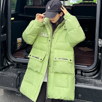 卡丹路中长款女装2022新款韩版冬季棉服棉袄轻奢连帽棉衣纯色外套