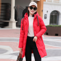 卡丹路中长款女装2022新款韩版冬季棉服棉袄轻奢连帽棉衣纯色外套