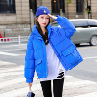 卡丹路短款立领棉衣女款棉服加厚棉袄宽松面包服蓝色女装