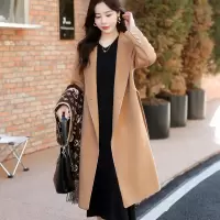 卡丹路呢子大衣女冬季长款加厚新款韩版高级感赫本风毛呢外套