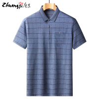 庄吉夏季正品保罗短袖男士t恤中年翻领polo衫潮流纯色条纹上衣男