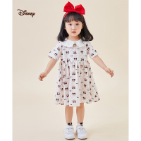 迪士尼女童连衣裙 可爱公主风 卡通图案舒适柔软粉白色 90-150cm
