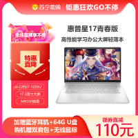 惠普(HP)星17青春版 17.3英寸商务办公学生网课轻薄本笔记本电脑(i7-1255U 16G 1TB固态 MX550 2G独显 长续航 银色)定制版