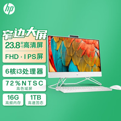 惠普(HP)星24青春版23.8英寸高清家用办公一体机电脑(i3-1215U 16G内存 1TB固态 有线键鼠 无线蓝牙 三年上门)FHD高色域 升级版