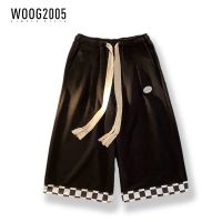 WOOG2005克莱因蓝粗腰带短裤男夏季直筒七分裤潮美式复古休闲裤子