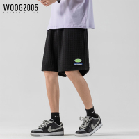 WOOG2005短裤男直筒阔腿宽松潮流过膝五分裤休闲百搭贴标男士短裤