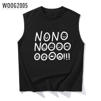 WOOG2005 夏季无袖男士背心运动打底宽松透气纯棉上衣情侣圆领T恤