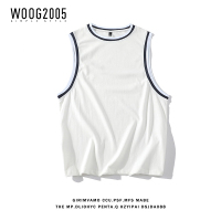 WOOG2005夏季新款纯棉条纹男士无袖T恤 潮流休闲运动痞帅坎肩背心