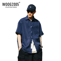 WOOG2005日系复古cityboy衬衫男夏工装短袖衬衣oversize薄款外套