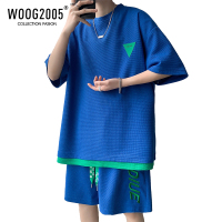 WOOG2005克莱因蓝华夫格运动套装男高级感短袖短裤两件套夏季薄款