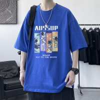 WOOG2005克莱因蓝短袖T恤男夏季宽松国潮小众ins潮牌上衣