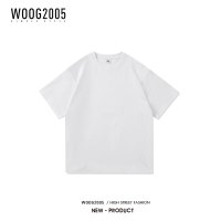 WOOG2005纯棉200g重磅短袖T恤男女夏宽松潮流体恤纯色打底衫半袖t