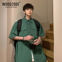WOOG2005日系cityboy衬衫男设计感小众古着vintage工装短袖衬衣夏