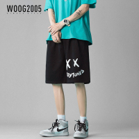 WOOG2005 男士五分裤夏季宽松直筒短裤男外穿潮牌笑脸印花情侣款