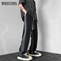 WOOG2005 牛仔裤男宽松拖地长裤侧边条纹阔腿休闲裤ins港风百搭潮