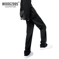 WOOG2005美式vibe风裤子男设计感小众裤脚拉链直筒裤ins痞帅西裤