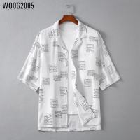 WOOG2005 轻奢短袖男士衬衫薄款宽松休闲外穿时尚半袖衬衣五分袖