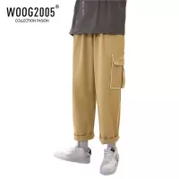 WOOG2005日系复古卡其色cityboy工装裤男oversize宽松直筒休闲裤