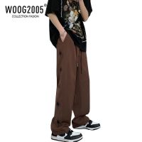 WOOG2005深棕色裤子美式复古vintage直筒裤男夏季oversize休闲裤