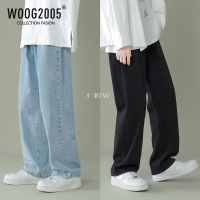 WOOG2005牛仔裤男夏季ins潮牌宽松直筒长裤韩版潮流休闲阔腿裤子