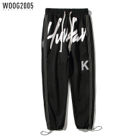 WOOG2005 字母印花运动卫裤男潮流抽绳直筒针织休闲束脚宽松裤子