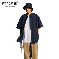 WOOG2005日系复古cityboy衬衫男夏季工装短袖衬衣oversize薄外套t5dEpSk