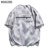 WOOG2005 扎染印花夏季短袖男潮宽松大码t恤男高街ins风休闲体恤
