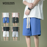 WOOG2005华夫格夏季短裤男ins潮牌轻薄款透气五分裤宽松直筒裤子