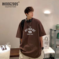 WOOG2005卡其色美式复古T恤男高街vibe风圆领高克200g重磅短袖夏
