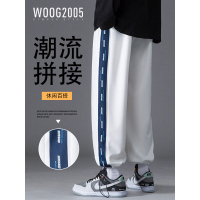 WOOG2005港风抽绳运动裤高街ins潮流春秋新款宽松直筒束脚休闲裤