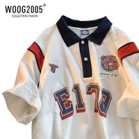 WOOG200G西海岸棒球polo衫T恤男夏设计感小众美式复古中学生短袖