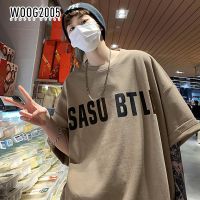 WOOG2005短袖T恤男字母印花夏季ins潮流衣服宽松男生半袖上衣体恤